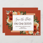 Boho Terracotta Rust Floral Pampas Grass Wedding Save The Date (Voorkant / Achterkant)