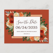 Boho Terracotta Rust Floral Wedding Save the Date Aankondigingskaart (Voorkant)