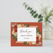 Boho Terracotta Rust Floral Wedding Thank You Briefkaart (Staand voorkant)