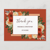 Boho Terracotta Rust Floral Wedding Thank You Briefkaart (Voorkant)