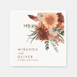 Boho Terracotta Rust Waterverf Bloemenbruiloft Servet