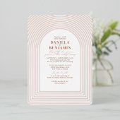 Boho Terracotta Rust Wedding Arch & RSVP QR Code Folie Uitnodiging (Staand Voorkant)