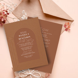 Boho Terracotta Rust Wedding Arch & RSVP QR Code Folie Uitnodiging