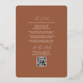 Boho Terracotta Rust Wedding Arch & RSVP QR Code Folie Uitnodiging (Achterkant)
