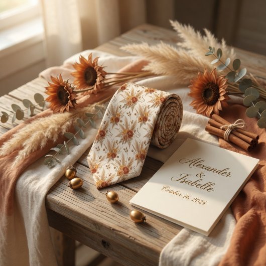 Boho Terracotta Rustic Botanical Stropdas