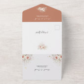 Boho Terracotta Rustic Floral met RSVP Wedding All In One Uitnodiging (Buitenkant)