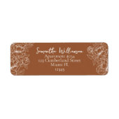 Boho Terracotta Rustiek Retour Adres Trouwen Etiket (Voorkant)