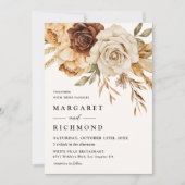 Boho Terracotta Rustieke Bloemen Huwelijk Kaart (Voorkant)