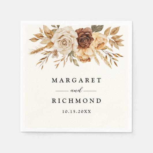 Boho Terracotta Rustieke Bloemen Huwelijk Servet (Voorkant)