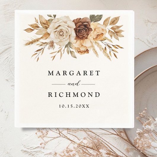 Boho Terracotta Rustieke Bloemen Huwelijk Servet