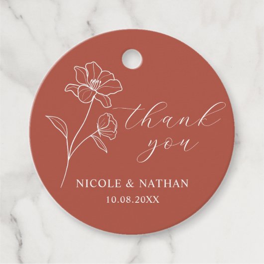 Boho terracotta rustieke bruiloft | Bloemen Dank u Bedankjes Labels (Voorkant)