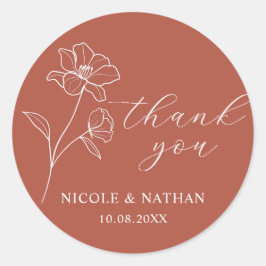 Boho terracotta rustieke bruiloft | Bloemen Dank u Ronde Sticker
