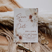 Boho Terracotta Rustieke Huwelijkskaart 'Save the