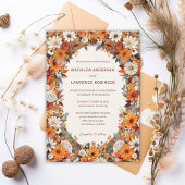 Boho Terracotta Sage Bloemen Foto Herfst Bruiloft Kaart