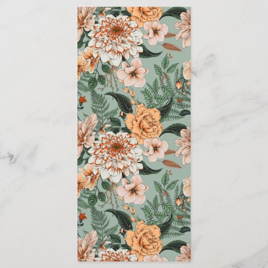 Boho Terracotta Sage Bloemen Herfst Bruiloft Menu (Achterkant)