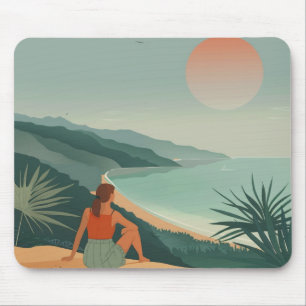 Boho Terracotta Sage Kust Baai Zonsondergang Lands Muismat