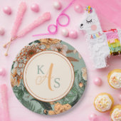 Boho Terracotta Sage Monogram Herfst Bruiloft Papieren Bordje (Feest)