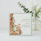 Boho Terracotta Sage Tea Party Baby Vrijgezellenfe Kaart (Staand voorkant)