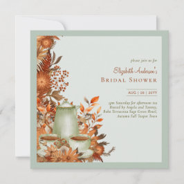 Boho Terracotta Sage Tea Party Baby Vrijgezellenfe Kaart