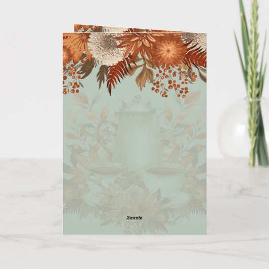 Boho Terracotta Sage Tea Party Bloemen BEDANKT Kaart (Achterkant)