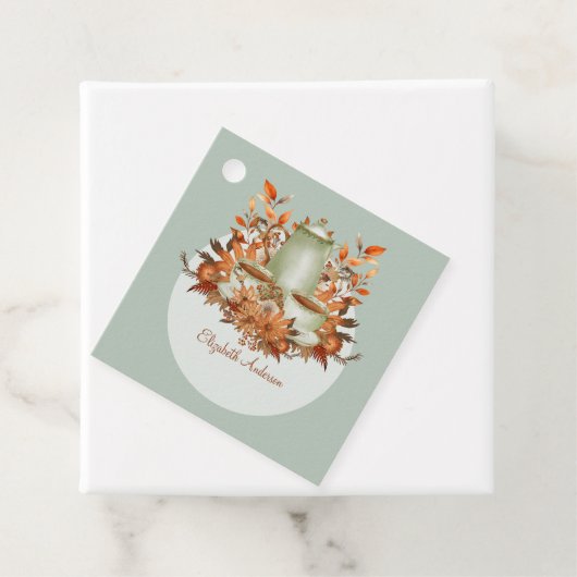 Boho Terracotta Sage Tea Party Bloemen EVENEMENT Bedankjes Labels (In situ)