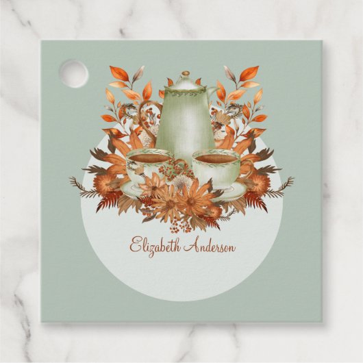 Boho Terracotta Sage Tea Party Bloemen EVENEMENT Bedankjes Labels (Voorkant)