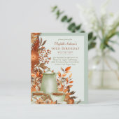 Boho Terracotta Sage Tea Party Bloemen Verjaardag (Staand voorkant)