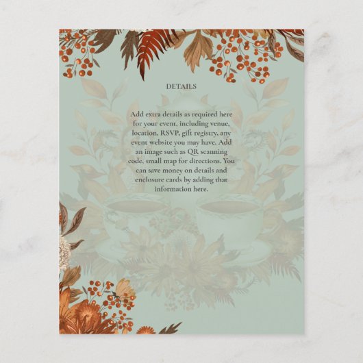 Boho Terracotta Sage Tea Party Bloemen Verjaardag (Achterkant)