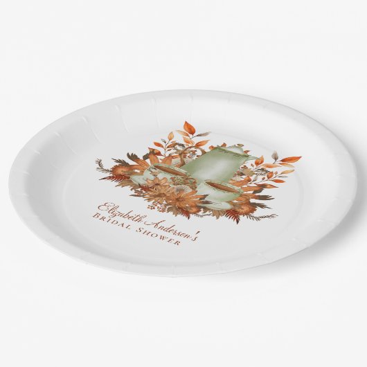 Boho Terracotta Sage Tea Party Eetservies Servies Papieren Bordje (Gekanteld)