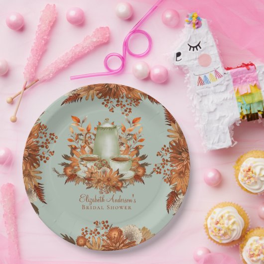 Boho Terracotta Sage Tea Party Eetservies Servies Papieren Bordje (Feest)