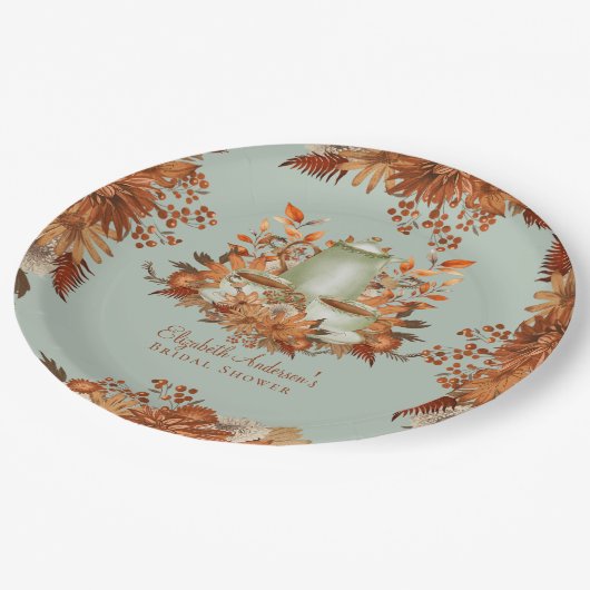 Boho Terracotta Sage Tea Party Eetservies Servies Papieren Bordje (Gekanteld)