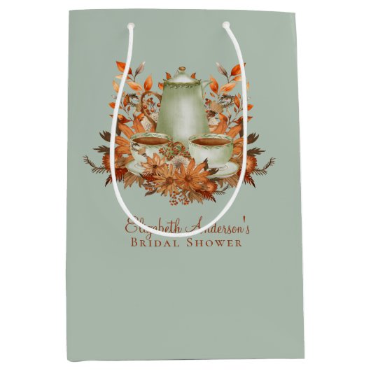 Boho Terracotta Sage Theepartij Baby Bruidsmeisje  Medium Cadeauzakje (Voorkant)