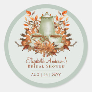 Boho Terracotta Sage Theepartij Baby Bruidsmeisje  Ronde Sticker