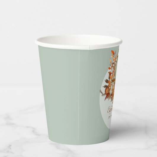 Boho Terracotta Sage Theepartij Bloemen ELKE GEBEU Papieren Bekers (Rechts)