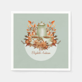 Boho Terracotta Sage Theepartij Bloemen ELKE GEBEU Servet