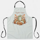 Boho Terracotta Sage Theetuin BloemThee Winkel Caf Schort (Voorkant)