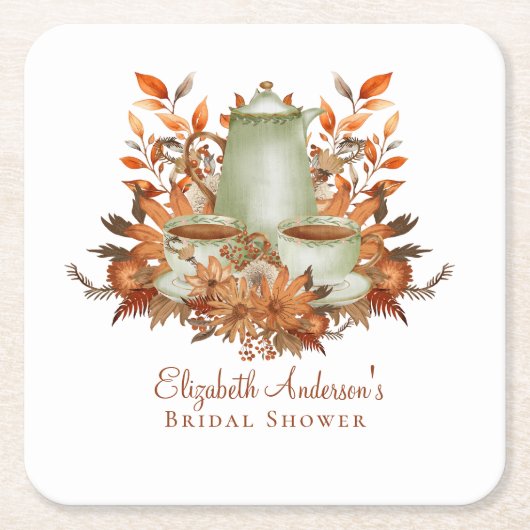 Boho Terracotta Sage Theetuin Eettafelservies Kartonnen Onderzetters (Voorkant)