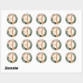 Boho Terracotta Salie Monogram Herfst Bruiloft Ronde Sticker (Vel)