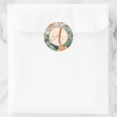 Boho Terracotta Salie Monogram Herfst Bruiloft Ronde Sticker (Tas)