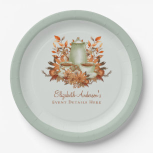 Boho Terracotta Salie Thee Party Bloemengebeuren D Papieren Bordje