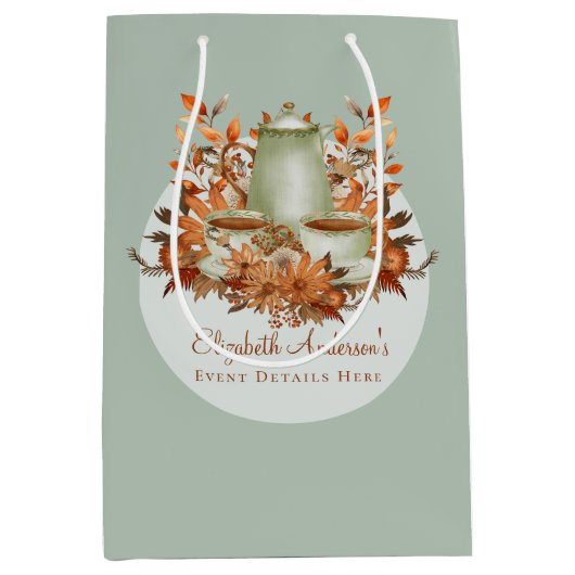 Boho Terracotta Salie Thee Party Bloemengelegenhei Medium Cadeauzakje (Voorkant)