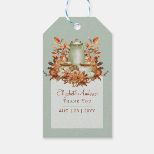 Boho Terracotta Salie Theepartij Baby Bruidsmeisje Cadeaulabel (Voorkant)