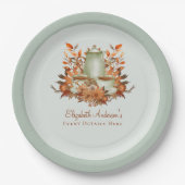 Boho Terracotta Salie Theesalon Bloemendiner Evene Papieren Bordje (Voorkant)