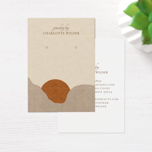 Boho Terracotta Sand Abstract Earring Display Card Visitekaartje (Bureau)