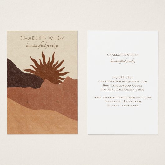 Boho Terracotta Sand Abstract Earring Display Card Visitekaartje (Voorkant /achterkant)