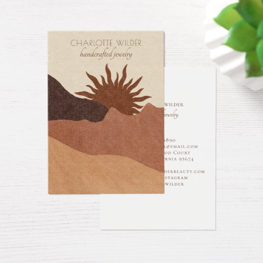 Boho Terracotta Sand Abstract Earring Display Card Visitekaartje (Bureau)