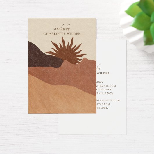 Boho Terracotta Sand Abstract Earring Display Card Visitekaartje (Bureau)