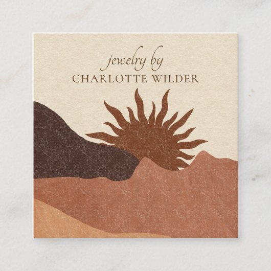 Boho Terracotta Sand Abstract Handmade Jewelry Bus Vierkante Visitekaartje (Voorkant)