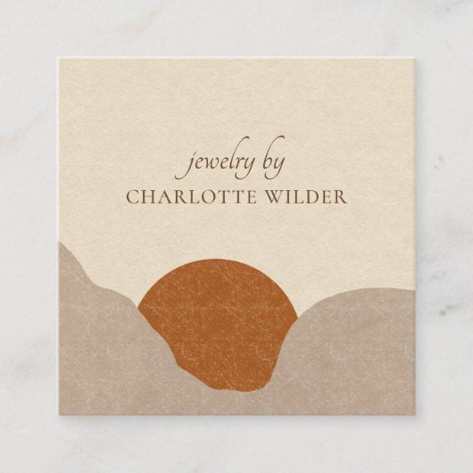 Boho Terracotta Sand Abstract Handmade Jewelry Bus Vierkante Visitekaartje (Voorkant)