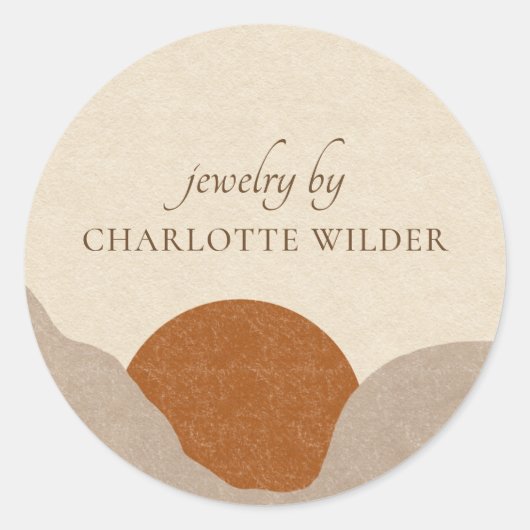 Boho Terracotta Sand Abstract Handmade Jewelry Ronde Sticker (Voorkant)